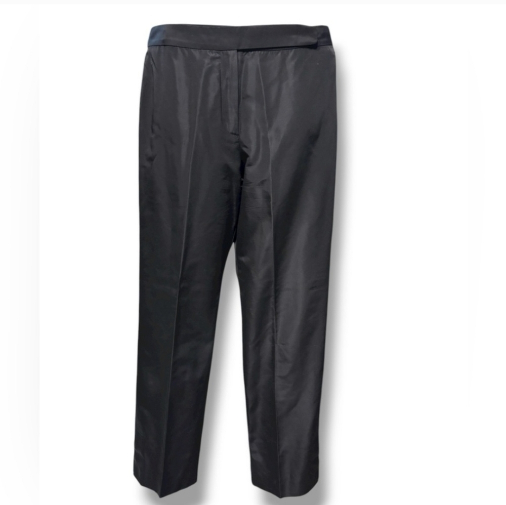 DONNA KARAN Signature Black Label Silk Blend Trousers Snap Cuff